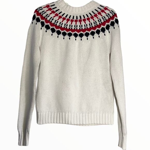 J.Crew Fair Isle White Pullover Sweater Crew Neck - Picture 3 of 6